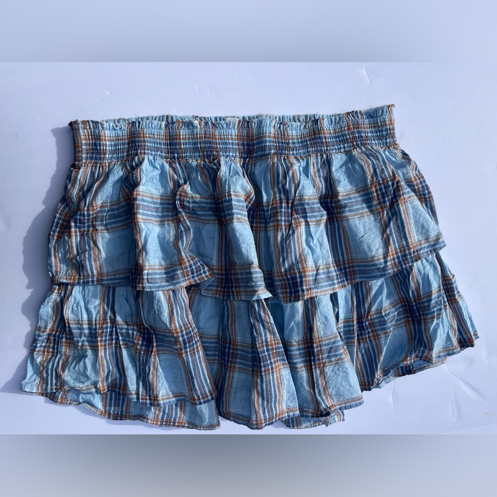 ❤️❤️Aerie Plaid Mini Skirt in Blue and Orange